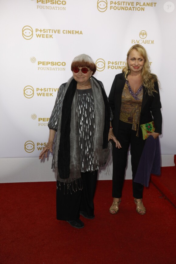 Agnes Varda et sa fille Rosalie Varda - Photocall de la soirée de la fondation Positive Planet au Palm Beach lors du 70ème festival de Cannes le 24 mai 2017.