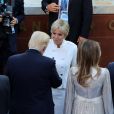 Brigitte Macron (Trogneux) (habillée en Louis Vuitton) salue le président américain Donald Trump et sa femme Mélania Trump au Concert au théâtre grec de Taormine dans le cadre du sommet du G7 en Sicile le 26 mai 2017 © Sébastien Valiela / Bestimage