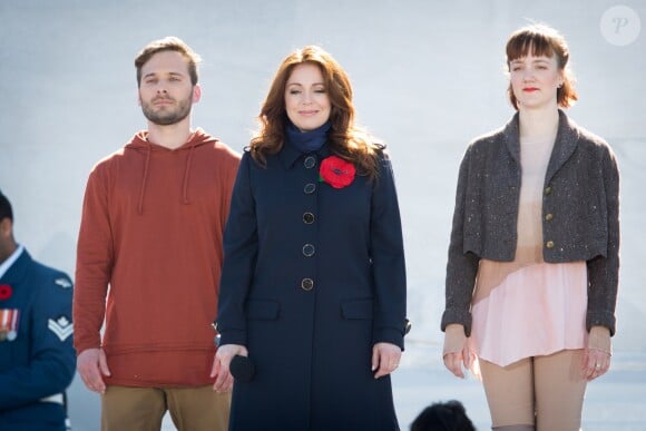 Isabelle Boulay lors des commémorations des 100 ans de la bataille de la Crête de Vimy, (100 ans jour pour jour, le 9 avril 1917) dans laquelle de nombreux Canadiens ont trouvé la mort lors de la Première Guerre mondiale, au Mémorial national du Canada, à Vimy, France, le 9 avril 2017. © Cyril Moreau/Bestimage