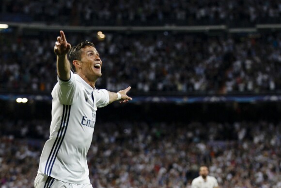 Cristiano Ronaldo lors du quart de finale retour de la Ligue des champions, Real Madrid - Bayern Munich au stade Santiago Bernabeu à Madrid, Espagne, le 18 avril 2017.
