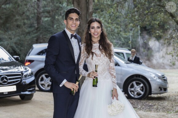 Mariage du footballeur espagnol du Borussia Dortmund Marc Bartra et de Melissa Jimenez à Barcelone le 18 juin 2017.