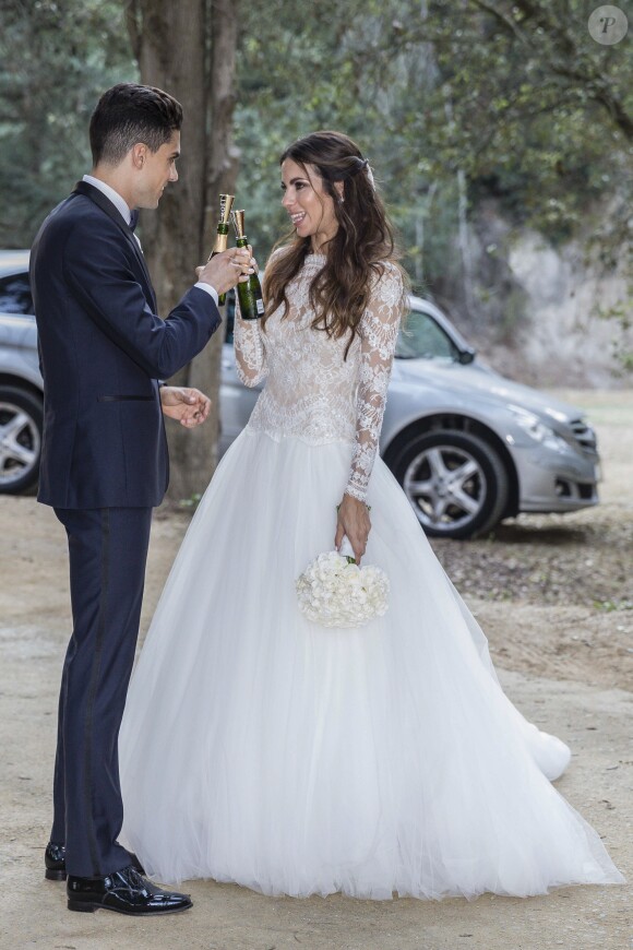 Mariage du footballeur espagnol du Borussia Dortmund Marc Bartra et de Melissa Jimenez à Barcelone le 18 juin 2017.