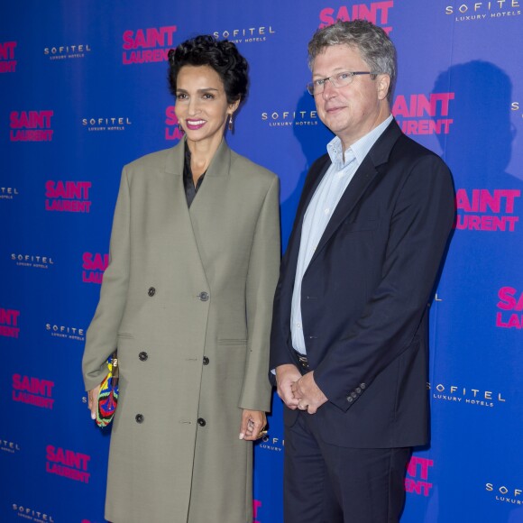 Farida Khelfa et son mari Henri Seydoux - Avant Première du film "Saint Laurent" au Centre Georges Pompidou" à Paris le 23 septembre 2014.