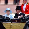 La reine Elizabeth II d'Angleterre et le prince Philip - La famille royale d'Angleterre arrive au palais de Buckingham pour assister à la parade "Trooping The Colour" à Londres le 17 juin 2017.