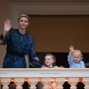 La princesse Charlene de Monaco a assisté avec la princesse Gabriella et le prince Jacques aux célébrations de la Saint-Jean sur la Place du palais princier le 23 juin 2017, en l'absence du prince Albert, en déplacement en Irlande. © Eric Mathon / Facebook Palais princier de Monaco