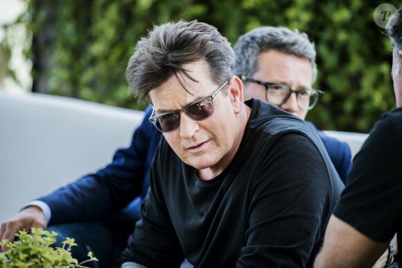 Exclusif - Charlie Sheen pendant un interview à Stockholm pour son show "An evening with Charlie Sheen" le 15 juin 2016.