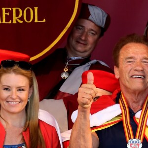 Arnold Schwarzenegger et Heather Millligan sont cette année les invités exceptionnels de la seconde édition de" Libourne fête le vin". À cette occasion l'acteur, passionné de vins Français a été intronisé par la commanderie des vins de Bordeaux et nommé grand maitre et ambassadeur des célèbres vins Bordelais. Le 25 Juin 2017 à Libourne.