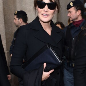 Carla Bruni-Sarkozy - Cérémonie religieuse en l'honneur de Franca Sozzani (rédactrice en chef de Vogue Italie décédée le 22 décembre 2016) à Milan, le 27 février 2017.