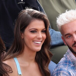 Iris Mittenaere, Miss France 2016, Miss Univers 2016 et Matt Pokora dans les tribunes des internationaux de France de Roland Garros à Paris le 30 mai 2017. © Cyril Moreau / Dominique Jacovides / Bestimage