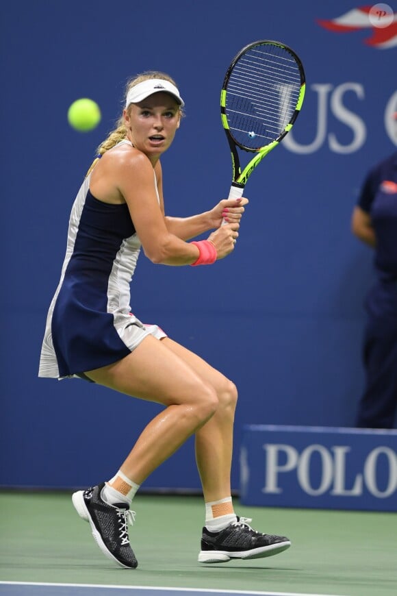 Caroline Wozniacki qui perd contre Angelique Kerber - Demi Finale de L'US open de tennis simple femme à New York le 8 septembre 2016.