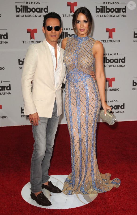 Marc Anthony et sa femme Shannon de Lima à la conférence de presse Billboard Latin Music Awards à Miami, le 28 avril 2016