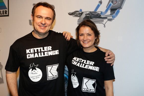 Exclusif - Prix Spécial - Christophe Delay et Pascale de La Tour du Pin (BFMTV) ont participé au Kettler Challenge au profit de l'association "L'étoile de Martin" à l'hôtel Molitor à Paris, le 1er décembre 2014.