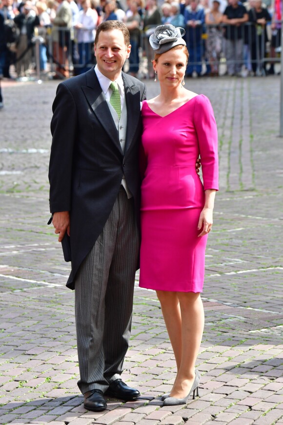 Le prince Georges-Frédéric de Prusse et sa femme Sophie - Cérémonie religieuse du Mariage du prince Ernst August Jr de Hanovre et de Ekaterina Malysheva en l'église Marktkirche de Hanovre le 8 juillet 2017