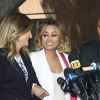 Blac Chyna à la sortie d'un tribunal après avoir obtenu une ordonnance d’éloignement contre son ex Rob Kardashian à Los Angeles le 10 juillet 2017