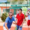 Exclusif - Jérôme Anthony et Vincent Vinel (The Voice 6) jouent avec des enfants malades pour l'association Enfant Star & Match au tennis Club la Roseraie à Antibes, France, le 8 juillet 2017. © JLPPA/Bestimage