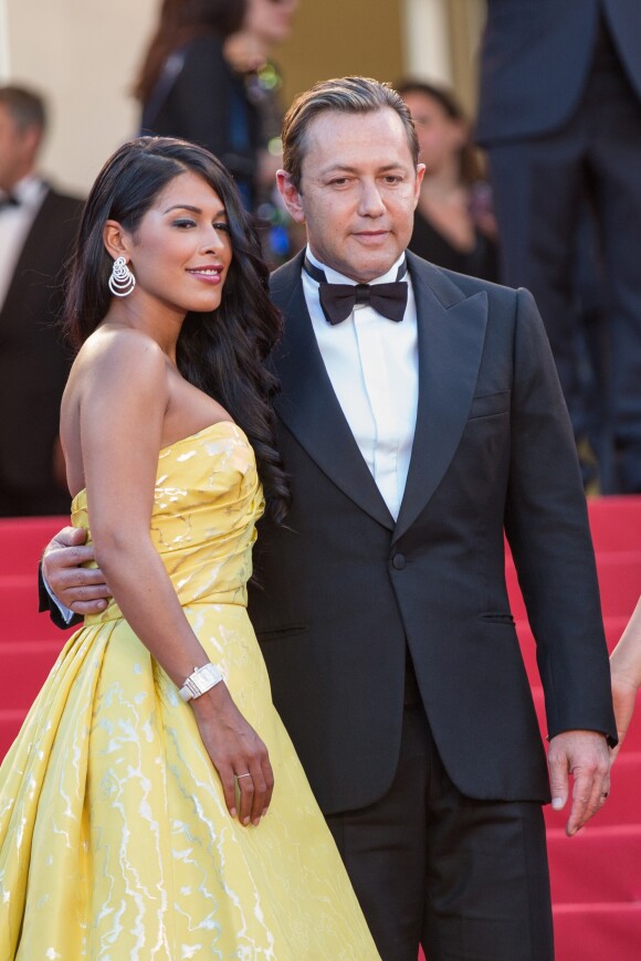 Ayem Nour et son ex-compagnon Vincent Miclet le 18 mai 2015 au Festival de Cannes lors de la montée des marches du film "Inside Out" (Vice-Versa).