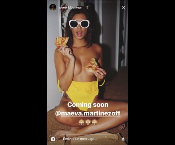 Maéva Martinez, très sexy durant un photoshoot gourmand le 24 juillet 2017.