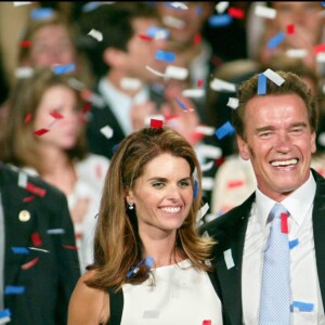 Maria Shriver et Arnold Schwarzenegger lors de son élection à la tête du gouvernement de Californie en 2003