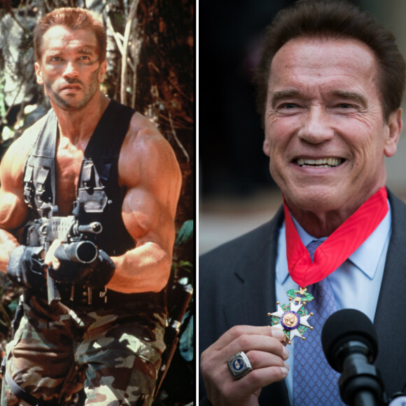 Arnold Schwarzenegger fête ses 70 ans ce dimanche 30 juillet 2017 - A gauche en 1987 et à droite en 2017