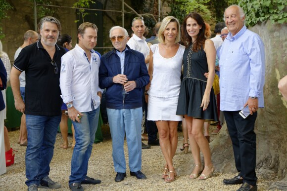 Exclusif - Vincent Labrune, Renaud Capuçon, Charles Aznavour, Laurence Ferrari, Laetitia Labrune de Luca - Soirée de lancement de Love in St Rémy, la nouvelle marque made in Provence créée par L. Labrune de Luca. Organisée avec l'agence Bosc Architectes. Saint-Remy de Provence le 28 juillet 2017 © Thierry Teissiere / Capsule Communication via Bestimage