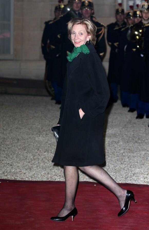 Nicole Bricq arrivant au dîner d'état au palais de l'Elysée à Paris, le 26 mars 2014