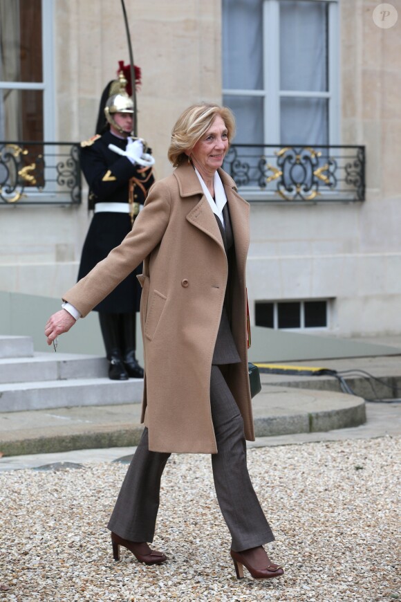 Nicole Bricq (Ministre du Commerce extérieur) - Sortie du conseil des ministres au palais de l'Elysée à Paris. Le 3 janvier 2014