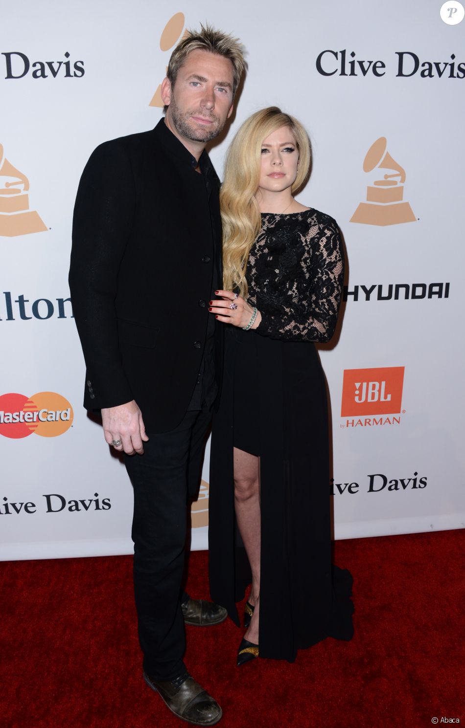 Avril Lavigne and Chad Kroeger attend the 2016 Pre-GRAMMY Gala and Salute to Industry Icons honoring Irving Azoff at The Beverly Hilton Hotel in Beverly Hills, Los Angeles, CA, USA on February 14, 2016. Photo by Lionel Hahn/ABACAPRESS.COM15/02/2016 - Los Angeles