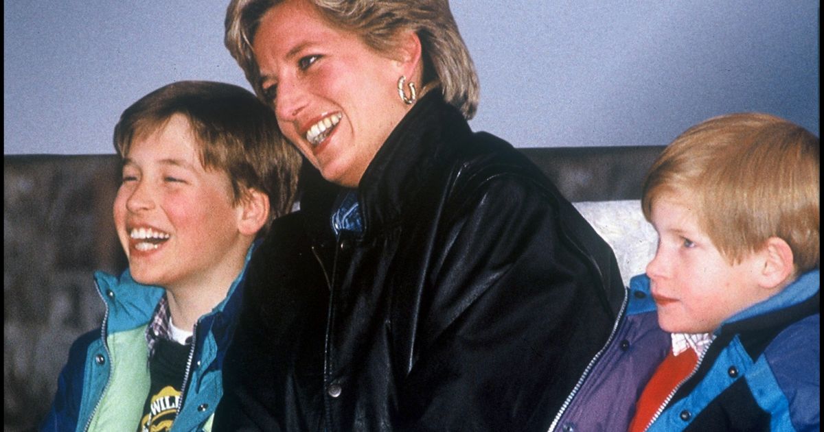 Lady Diana et ses fils les princes Harry et William à Lech en 1993