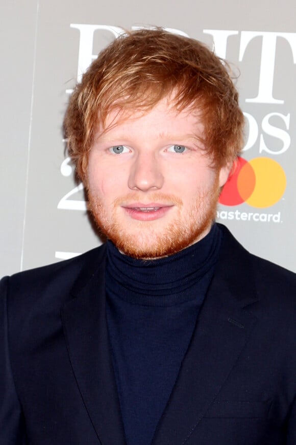 Ed Sheeran arrivant aux Brit Awards 2017 à Londres, le 22 février 2017.