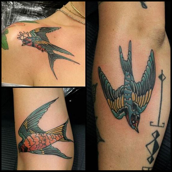 Les trois nouveaux tatouages de Daphné Bürki réalisés dans un salon de Londres. Instagram, août 2017.