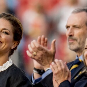 La princesse Madeleine de Suède était heureuse d'inaugurer lundi 21 août 2017 au stade Ullevi à Göteborg les Championnats d'Europe de dressage et de saut d'obstacles 2017. 