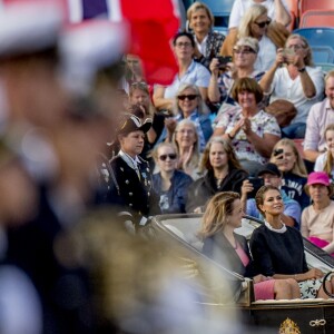 La princesse Madeleine de Suède était heureuse d'inaugurer lundi 21 août 2017 au stade Ullevi à Göteborg les Championnats d'Europe de dressage et de saut d'obstacles 2017. 