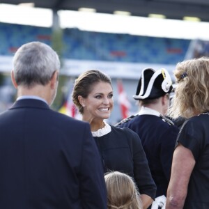 La princesse Madeleine de Suède était heureuse d'inaugurer lundi 21 août 2017 au stade Ullevi à Göteborg les Championnats d'Europe de dressage et de saut d'obstacles 2017. 