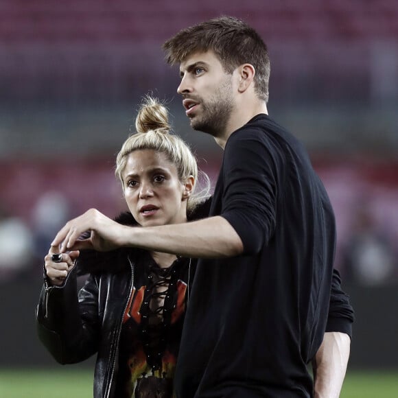 Shakira et Gerard Pique au Camp Nou. Barcelone, le 8 mars 2017.