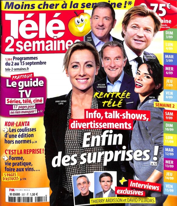 Magazine "Télé 2 semaines" en kiosques le 28 août 2017.