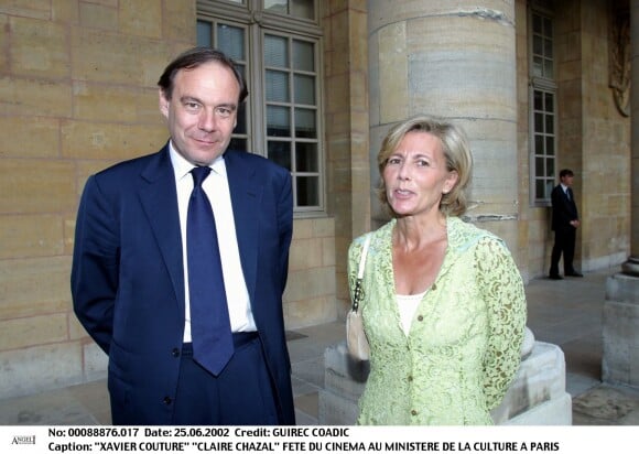 Claire Chazal et Xavier Couture au ministère de la Culture à Paris, le 25 juin 2002