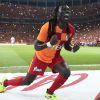 Bafétimbi Gomis sous ses nouvelles couleurs, celles de Galatasaray, le 25 août 2017 lors d'un match contre Sivasspor à Istanbul.