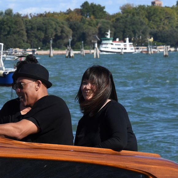 Jim Carrey à son arrivée en bateau lors du 74e Festival International du Film de Venise, la Mostra. Le 4 septembre 2017