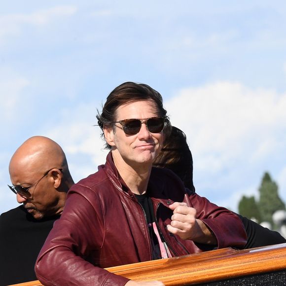 Jim Carrey à son arrivée en bateau lors du 74e Festival International du Film de Venise, la Mostra. Le 4 septembre 2017