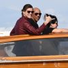 Jim Carrey à son arrivée en bateau lors du 74e Festival International du Film de Venise, la Mostra. Le 4 septembre 2017
