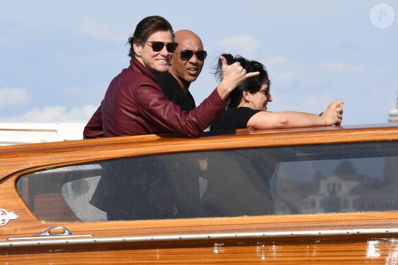 Jim Carrey à son arrivée en bateau lors du 74e Festival International du Film de Venise, la Mostra. Le 4 septembre 2017