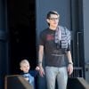 Exclusif - Zach Villa, le compagnon de Evan Rachel Wood et Evan, le fils de Evan Rachel Wood à la sortie d'un studio de Los Angeles le 5 avril 2017