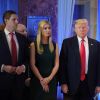 Donald Trump et ses enfants Eric Trump, Ivanka Trump et Donald Trump Jr - Première conférence de presse du nouveau président des Etats-Unis Donald Trump à New York. Le 11 janvier 2017