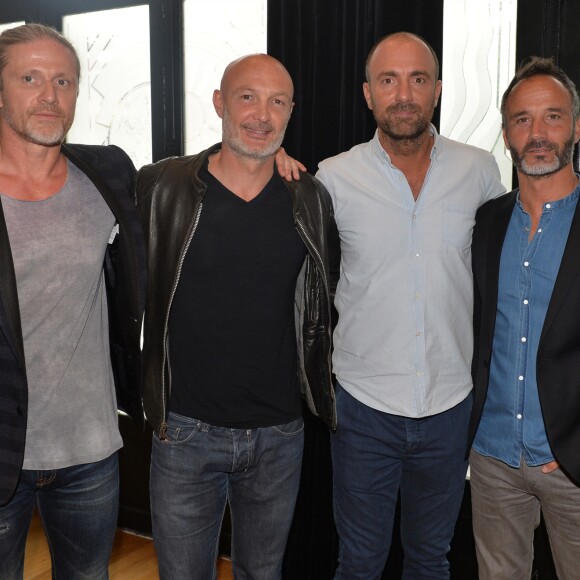 Emmanuel Petit, Frank Leboeuf, Christophe Dugarry et Eric Di Meco - Conférence de presse "Grille de rentrée" de SFR Média BFM au Pavillon Wagram à Paris. Le 6 septembre 2016 © Veeren / Bestimage