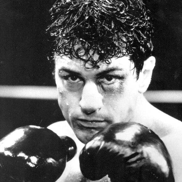 Robert De Niro incarnant Jake LaMotta dans Raging Bull de Martin Scorsese en 1980. Jake LaMotta est mort à 95 ans le 19 septembre 2017.
