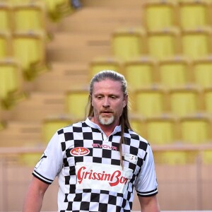 Emmanuel Petit participe au traditionnel match de football caritatif opposant l'A.S. Star Team for Children à l'Association Mondiale des Pilotes de F1, au stade Louis II le 24 mai 2016 à Monaco. Les Pilotes de F1 ont remporté le match sur le score de 3 à 1. © Bruno Bebert / Bestimage