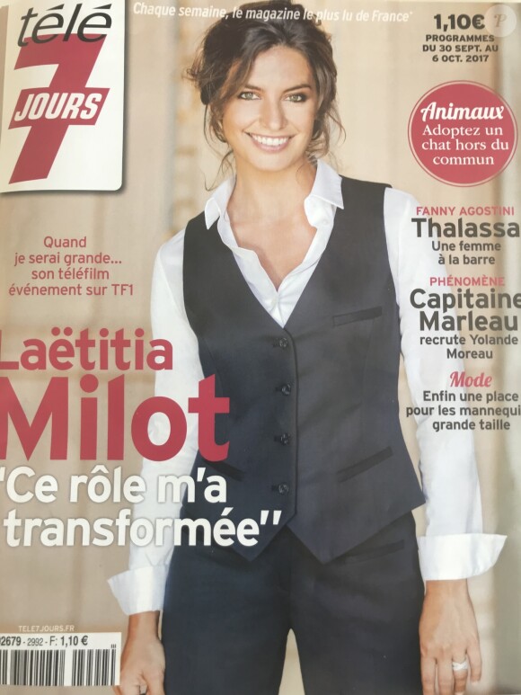 Laëtitia Milot en couverture du magazine "Télé 7 Jours", du 30 septembre au 6 octobre 2017.