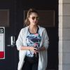 Jessica Alba, enceinte, sans maquillage se rend à sa séance de gym à Los Angeles, le 23 septembre 2017.