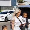 Kim Kardashian avec ses enfants North West et Saint West - La famille Kardashian faire du patin à glace au Iceland Ice Skating Center à Los Angeles, le 21 septembre 2017