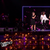 Jenifer et ses deux Talents Amandine et Leeloo lors de la finale de "The Voice Kids 4" (TF1), samedi 30 septembre 2017.
